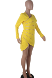 Red Sexy Solid Patchwork Zipper Collar Irregular Dress Dresses