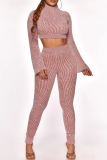 Grey Street Solid Patchwork Turtleneck Long Sleeve Two Pieces