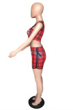Red Fashion Casual Print Basic U Neck Sleeveless Two Pieces