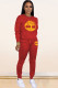 Red venetian Casual Print Two Piece Suits pencil Long Sleeve Two-piece Pants Set