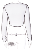 Grey Casual Solid Patchwork O Neck Tops