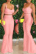 Pink Polyester Street Solid Straight Sleeveless Two Pieces