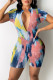Colour Fashion Casual Print Basic Zipper Collar Skinny Romper