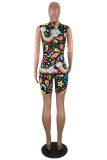 Multi-color Fashion Sexy Print Patchwork letter Sleeveless V Neck Jumpsuits