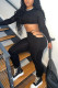 Black Work Daily Solid O Neck Long Sleeve Two Pieces