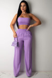 purple Fashion Sexy adult Ma'am Patchwork Solid Two Piece Suits Loose Sleeveless Two Pieces