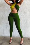 Purple Sexy Casual Patchwork Hollowed Out Backless Halter Skinny Jumpsuits