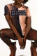Black Fashion Casual Letter Striped Print Basic O Neck Tops