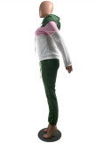 Red Fashion Casual Patchwork Basic Hooded Collar Long Sleeve Two Pieces