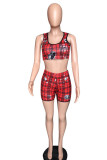 Red Fashion Casual Print Basic U Neck Sleeveless Two Pieces