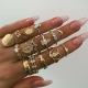Gold Fashion Vintage Fifteen Pieces Rings