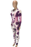 Red Sexy Casual Print O Neck Regular Jumpsuits