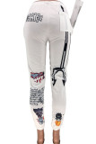 White Fashion Casual Adult Print Loose Bottoms