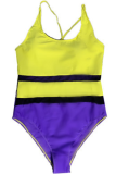 Multi-color Sexy Patchwork Hollowed Out Swimwears