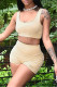 Nude Sexy Casual Solid Basic U Neck Sleeveless Two Pieces
