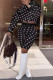 Black Sweet Print O Neck Long Sleeve Two Pieces