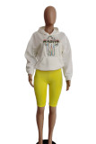 White Casual Print O Neck Tops