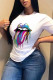 Colour Fashion Casual Print Basic O Neck T-Shirts