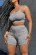 Grey Sexy Casual Solid Backless Spaghetti Strap Sleeveless Two Pieces