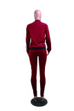 Deep Blue Fashion Casual Patchwork Basic Zipper Collar Long Sleeve Two Pieces