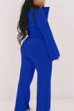 Red Casual Solid O Neck Long Sleeve Two Pieces