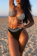 Black Sexy Solid Sequins Strap Design Swimwears