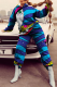 Multicolor Casual Print Patchwork Hooded Collar Long Sleeve Two Pieces