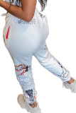 White Fashion Casual Adult Print Loose Bottoms