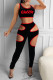 Black Sexy Casual Letter Print Hollowed Out O Neck Sleeveless Two Pieces