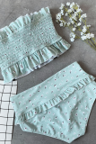 Blue Sexy Print Split Joint Swimwears