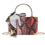 Red Fashion Patchwork Print Chain Strap Red Crossbody Bag