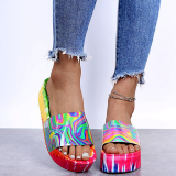 Green Casual Street Patchwork Tie-dye Opend Out Door Shoes