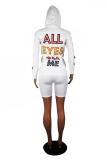 White Casual Fashion Letter Eyes Printed Slim fit Solid Two Piece Suits Regular Long Sleeve Two