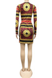 Leopard Print Work Daily Print V Neck Pencil Skirt Dresses
