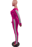 Grey Solid Patchwork Bateau Neck Long Sleeve Two Pieces