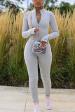 Black Fashion Sportswear Adult Milk Fiber Solid O Neck Skinny Jumpsuits