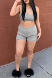 Pink Sportswear Solid Patchwork U Neck Sleeveless Two Pieces