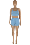 Pink Sportswear Solid Patchwork U Neck Sleeveless Two Pieces