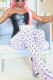 White Fashion Casual Print Basic Skinny Mid Waist Trousers