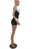 Black Fashion Sexy Patchwork Backless Strapless Skinny Romper
