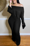 Pink Fashion Casual Solid Basic Bateau Neck Long Sleeve Two Pieces