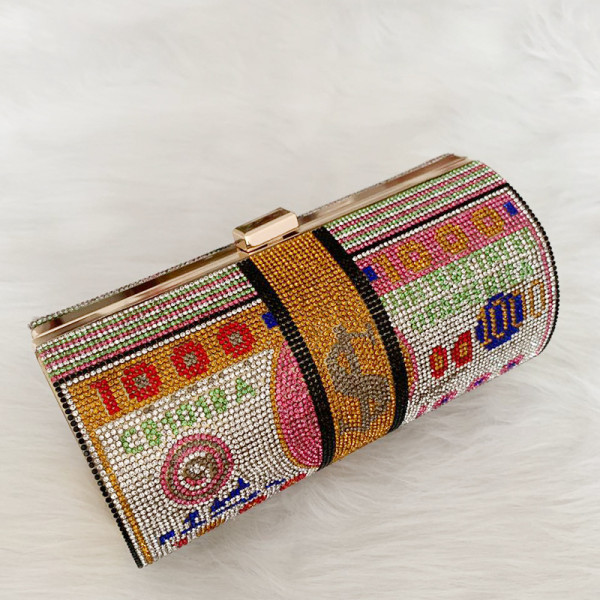 Gold Fashion Rhinestone Decorative Crossbody Bag