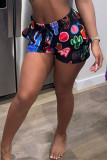 Multicolor Fashion Casual Print Basic Regular Mid Waist Shorts