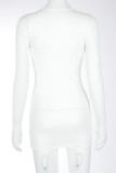 White Casual Letter Print O Neck Pencil Skirt Dresses