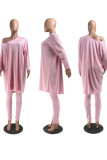 Pink Casual Solid Patchwork Long Sleeve Two Pieces