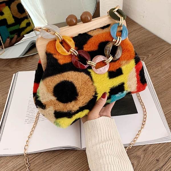 Multicolor Fashion Patchwork Chain Strap Messenger Bag