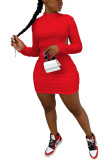 White Fashion Sexy adult Ma'am Cap Sleeve Long Sleeves half high collar Pencil Dress Knee-Length Solid backless Dresses