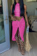 Pink Sexy Casual Solid Slit Turtleneck Sleeveless Two Pieces