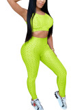 Fluorescent green Fashion Active adult Ma'am Patchwork Solid Two Piece Suits pencil Sleeveless Two Pieces