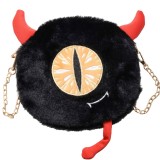 Black Fashion Casual Patchwork Cartoon Chain Strap Crossbody Bag